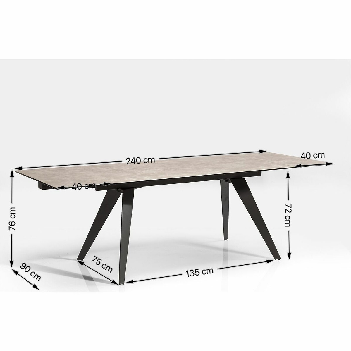 Extension Table Amsterdam Dark 160(40+40)x90cm black, KARE DESIGN