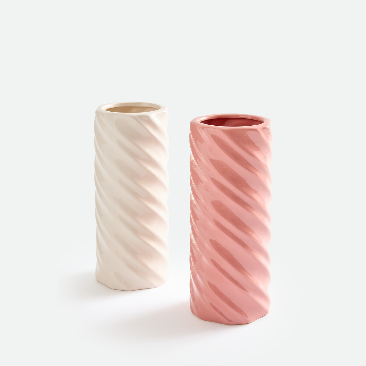 Vase torsadé, en céramique, hauteur 27 cm, DEHEN rose, LA REDOUTE INTERIEURS