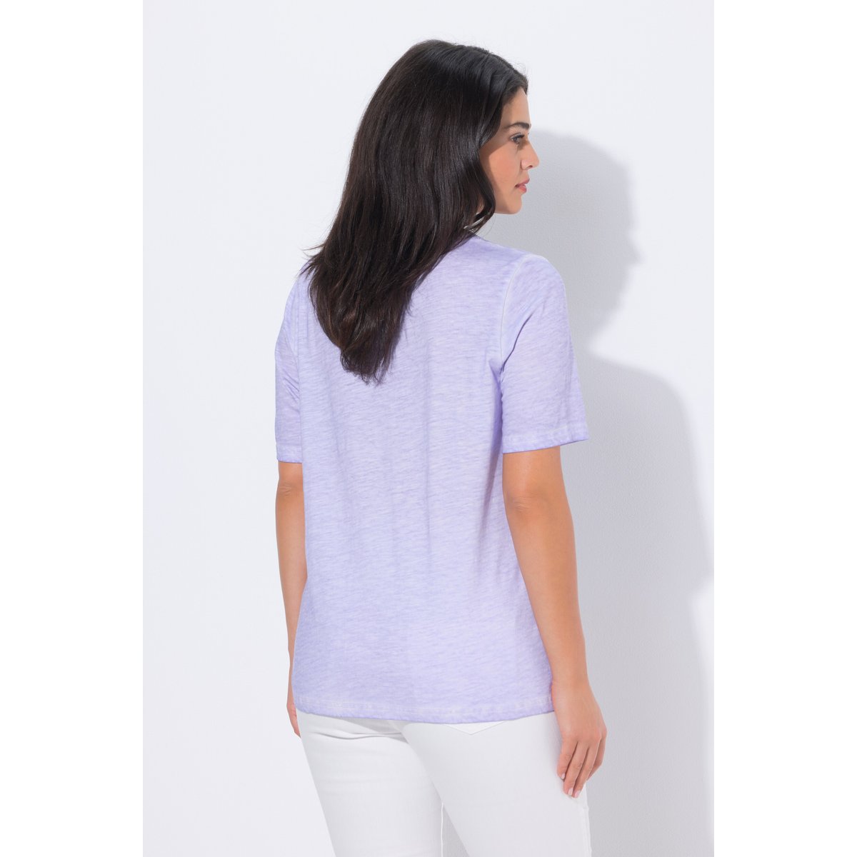 T-shirt à manches courtes. Décolleté V à lavande, ULLA POPKEN