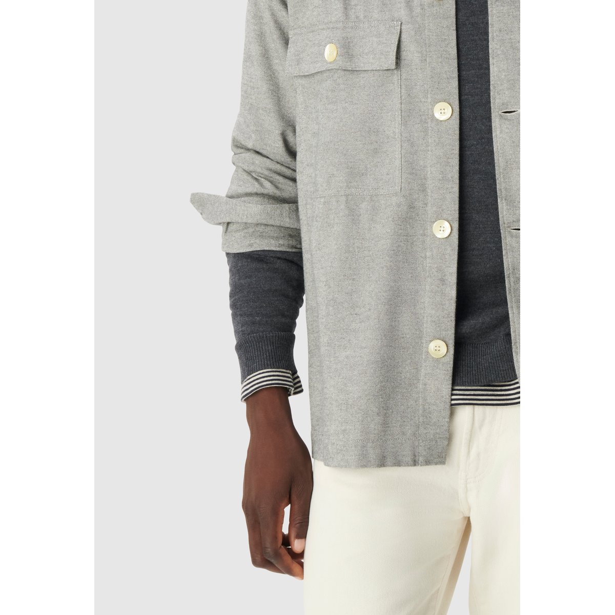 Chemise easy en flanelle gris, IKKS
