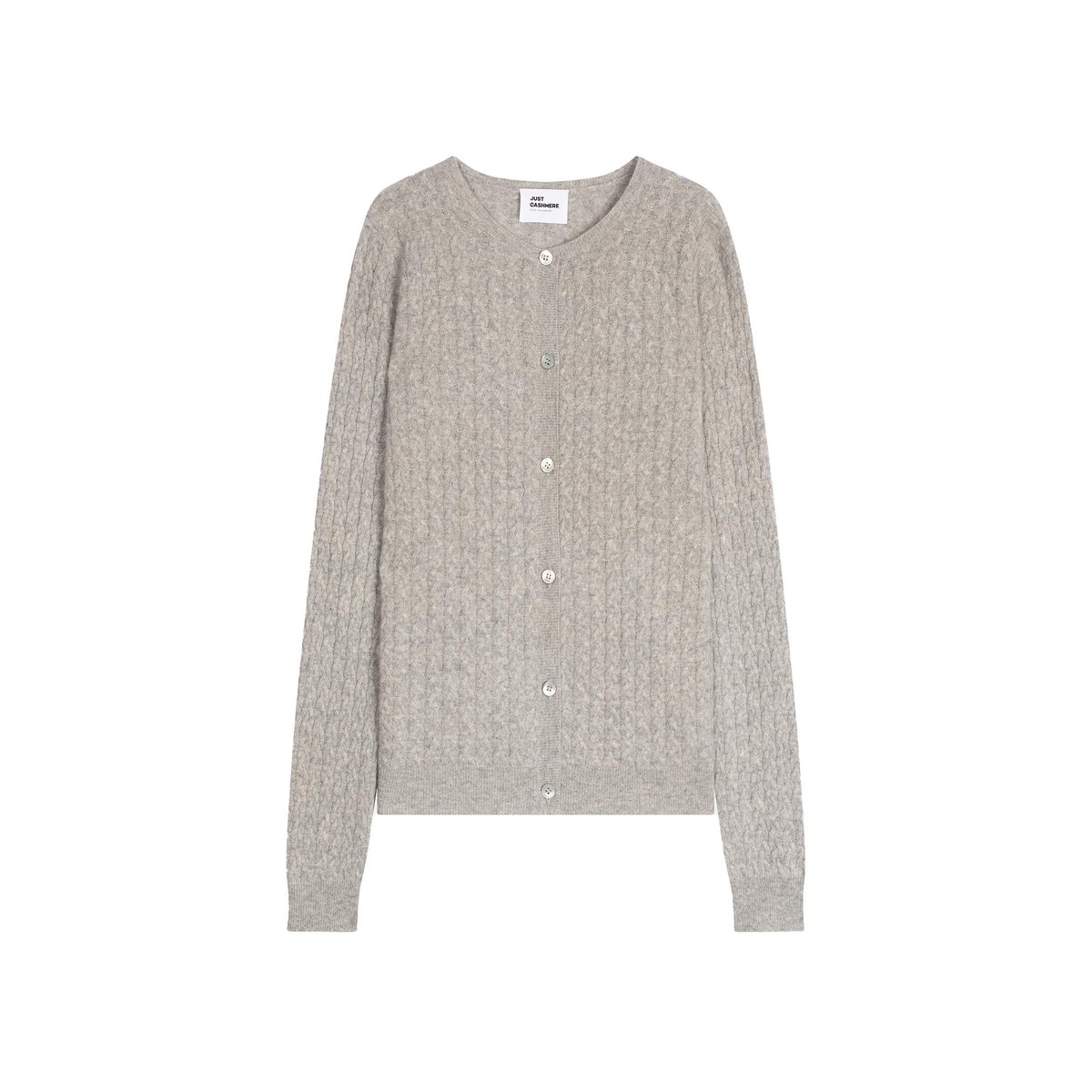 Cardigan Col Rond Nuage Chiné Laura gris clair chiné, JUST CASHMERE