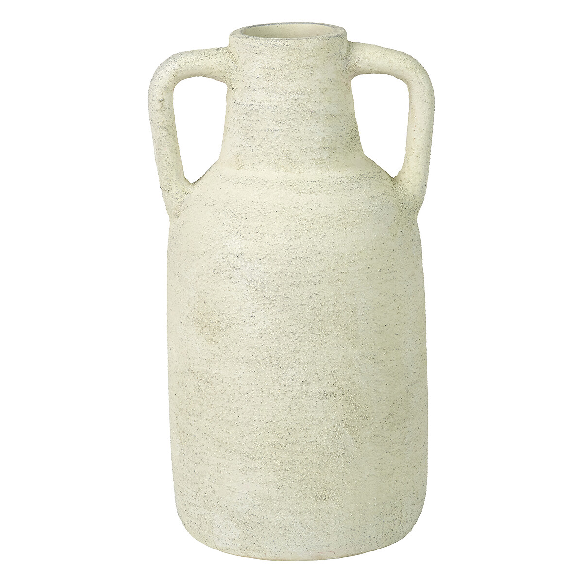 35cm White Textured Terracotta Decorative Vase with Handles white, ÉDITÉ