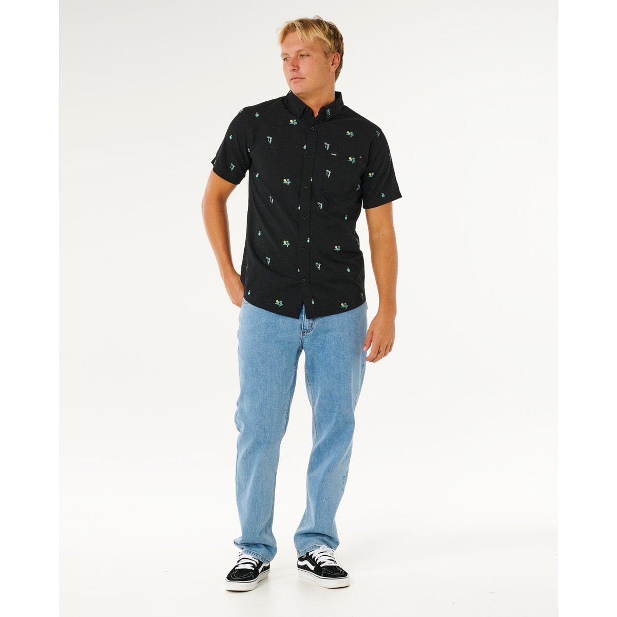 Chemise à manches courtes Skelly Breach noir, RIP CURL