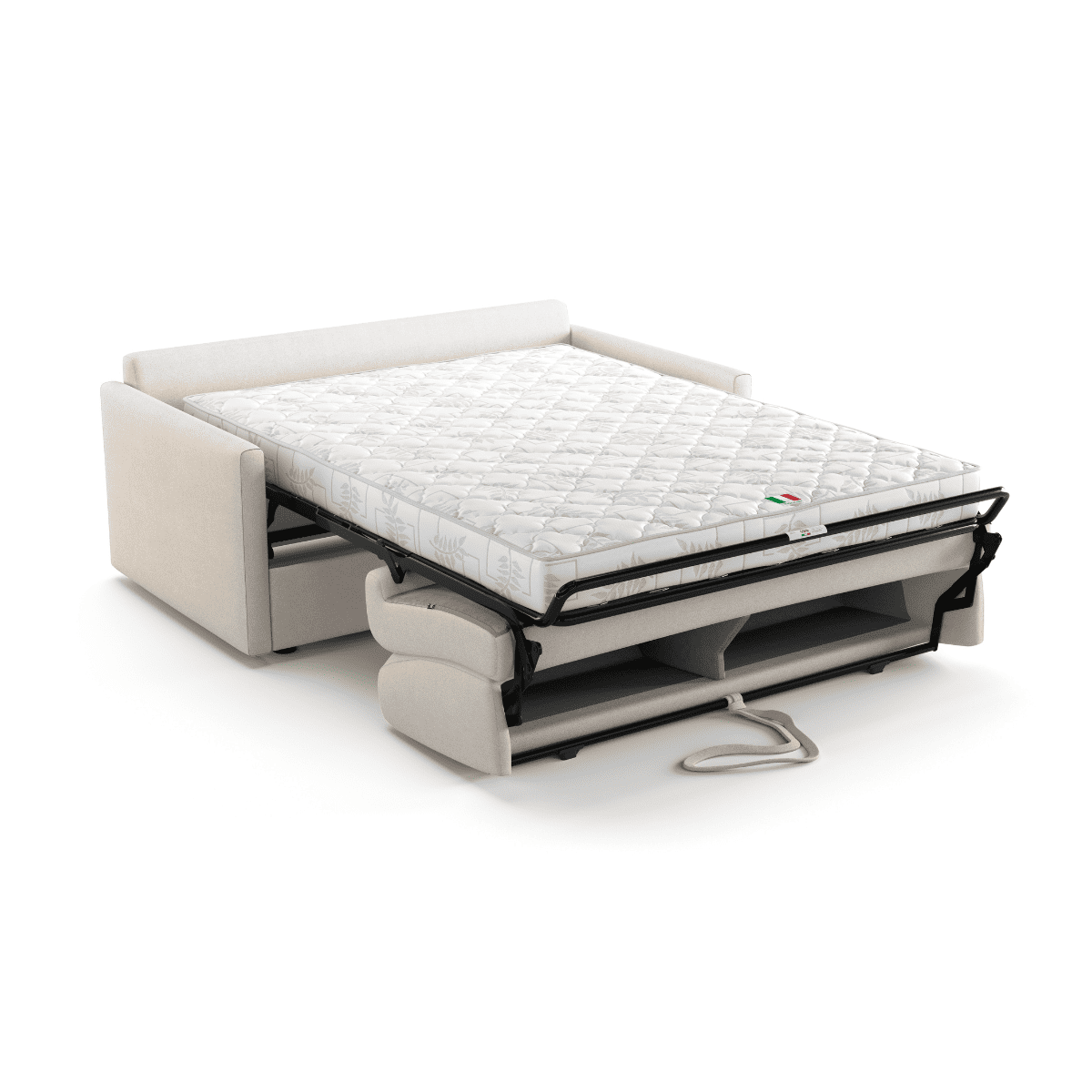 Canapé lit 3 places en tissu Matelas 20cm  - GIULIA ecru, CALICOSY