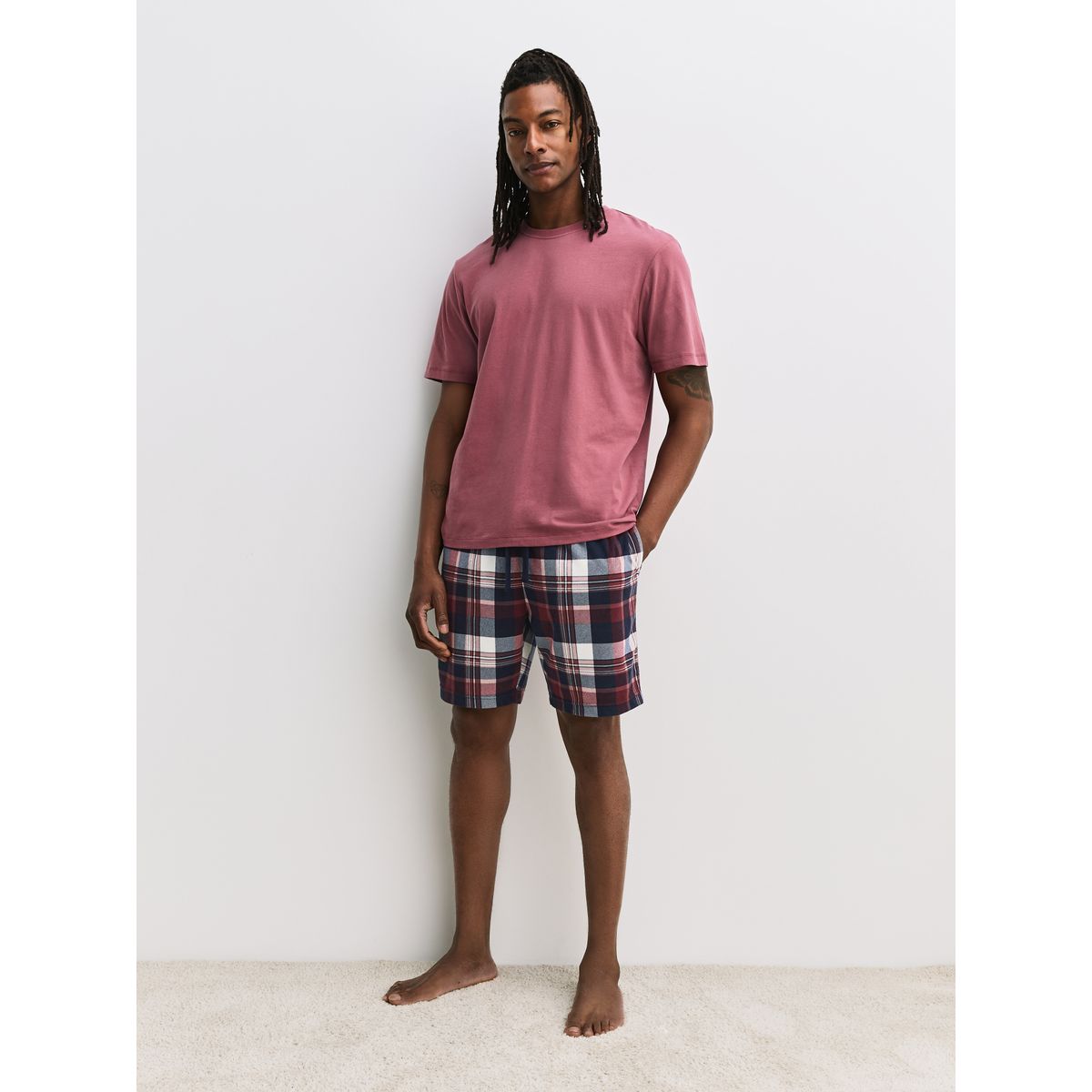 Pyjama manches courtes confortable, lot de 2 bleu/ mauve violet, NEXT