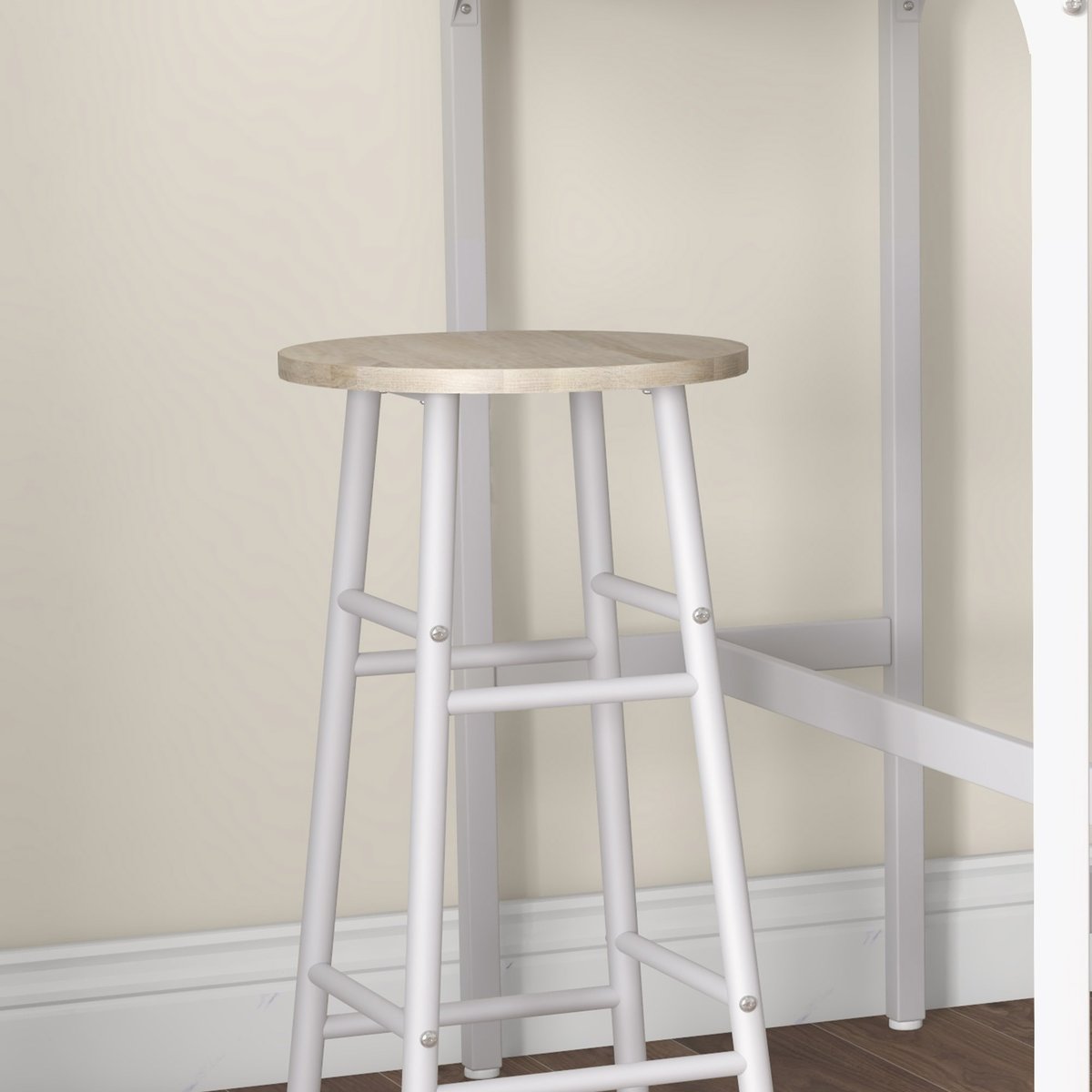 Ensemble de table de bar MDF Chêne chêne et blanc, HOMCOM