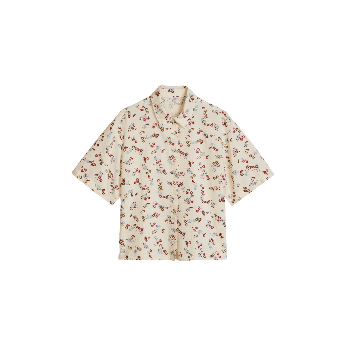 Blouse à manches courtes imprimée relaxed en mélange de coton LENZING™ ECOVERO™ blanc, MARC O’POLO DENIM