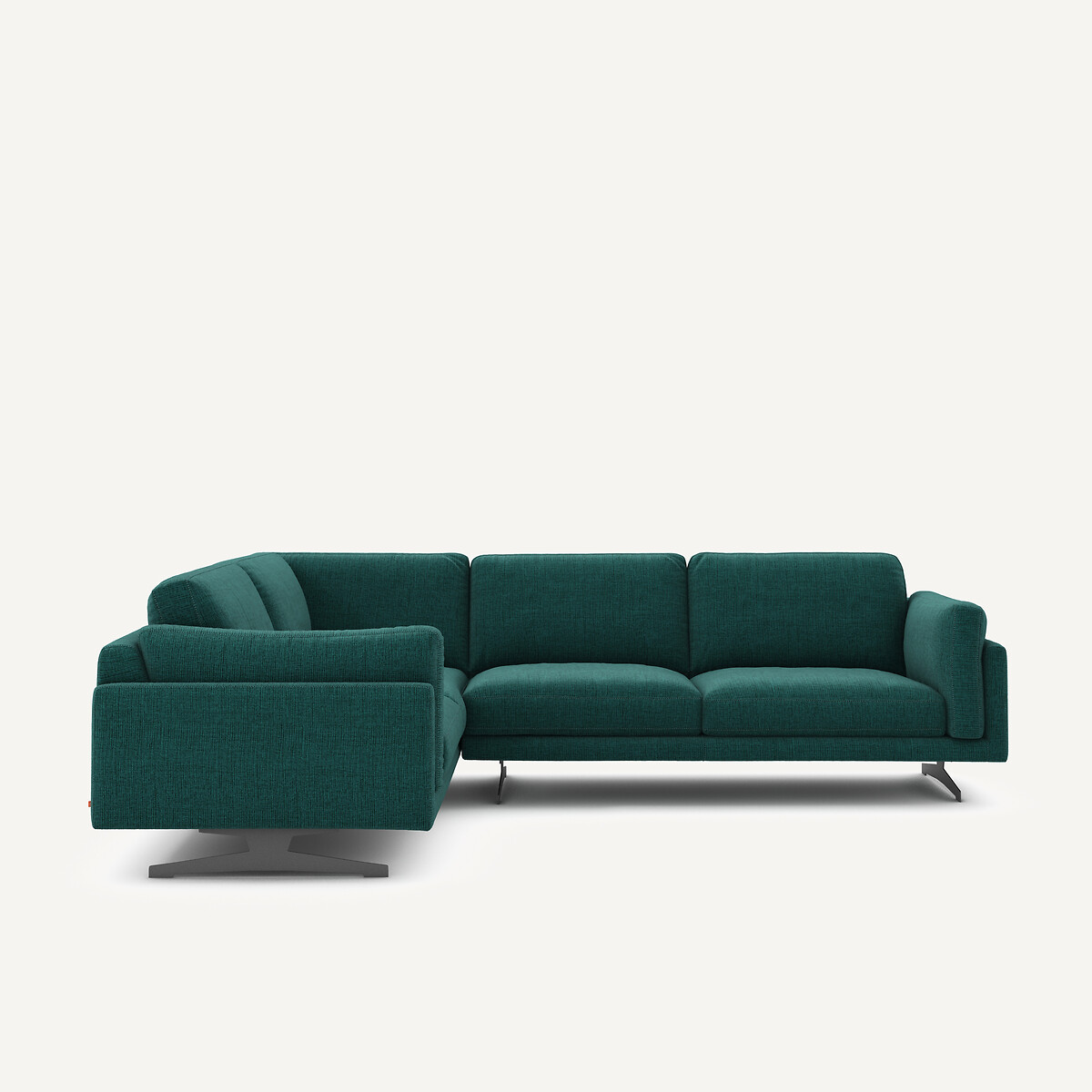 Ecksofa aus jaspiertem Leinen, CÉSAR dunkelgrün, AM.PM