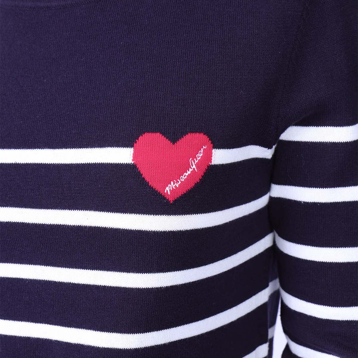 Pull marinière cœur Hélène bleu marine, MISE AU GREEN