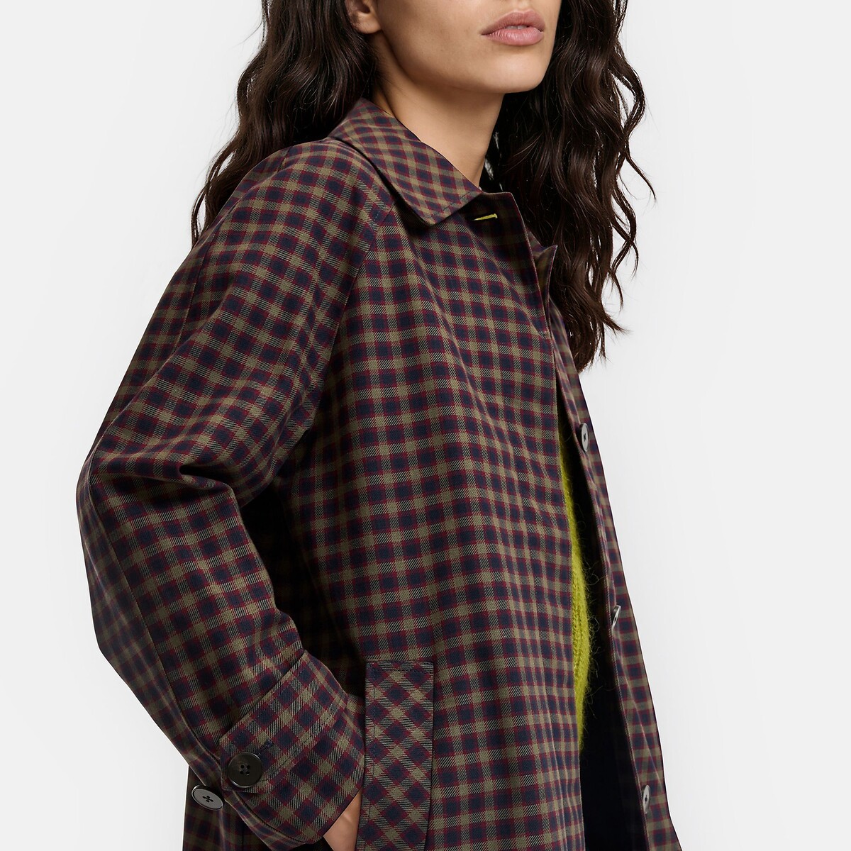 Karierter Trenchcoat, lang blau/grün kariert , LA REDOUTE COLLECTIONS