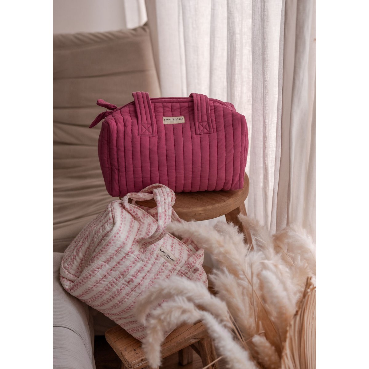 Sac vanity Pivoine rose pivoine, BINDI ATELIER