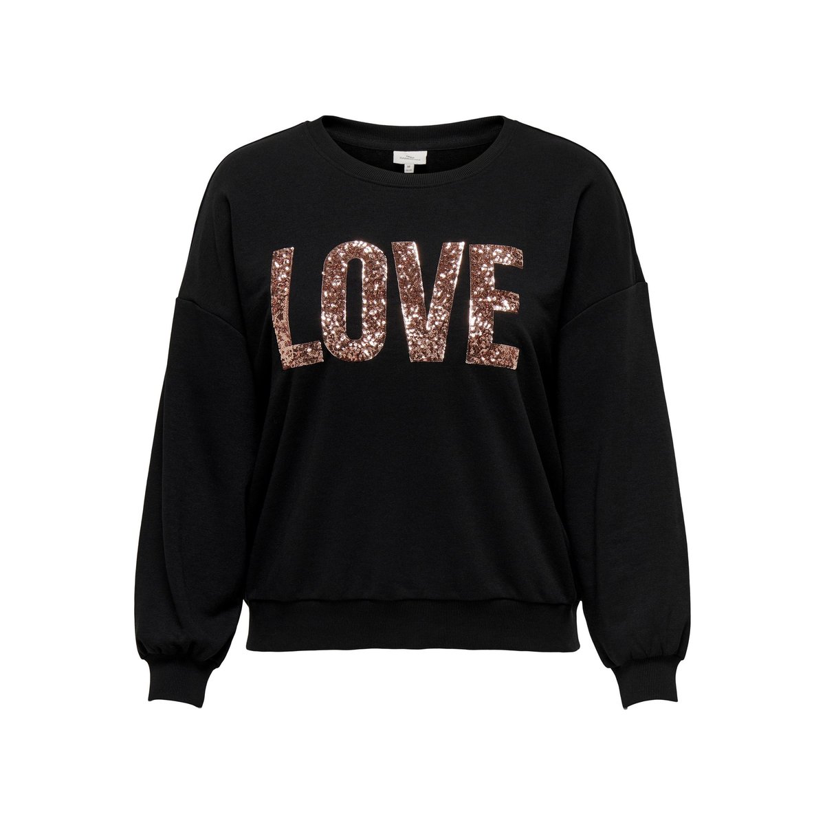 Sweat col rond, manches longues noir, ONLY CARMAKOMA