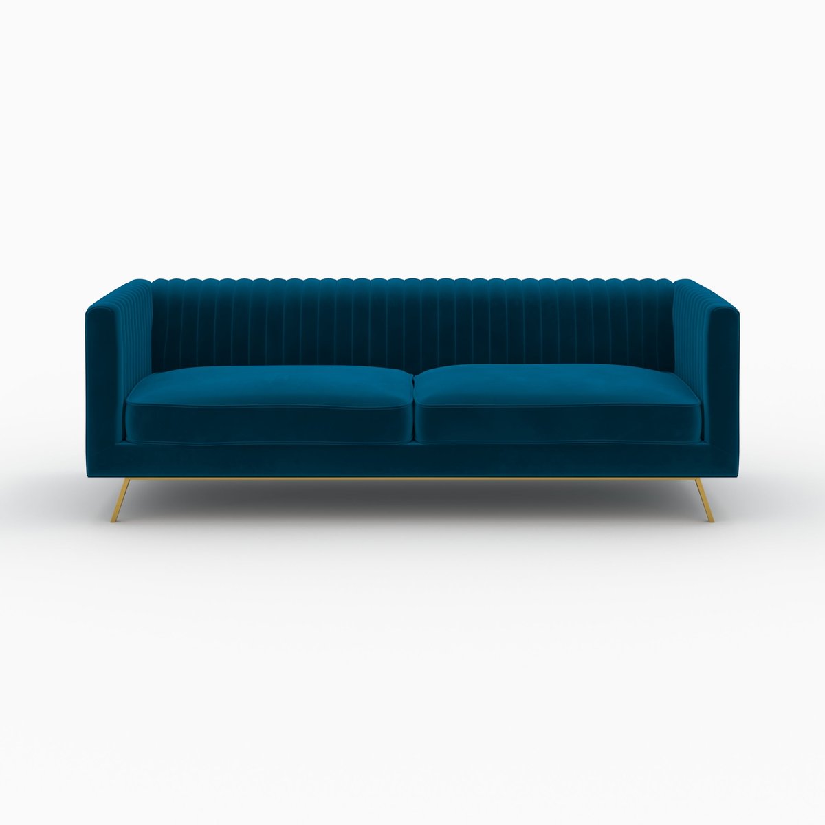 Ensemble canapé et fauteuil en velours - GATSBY bleu, MAISON PAVANE