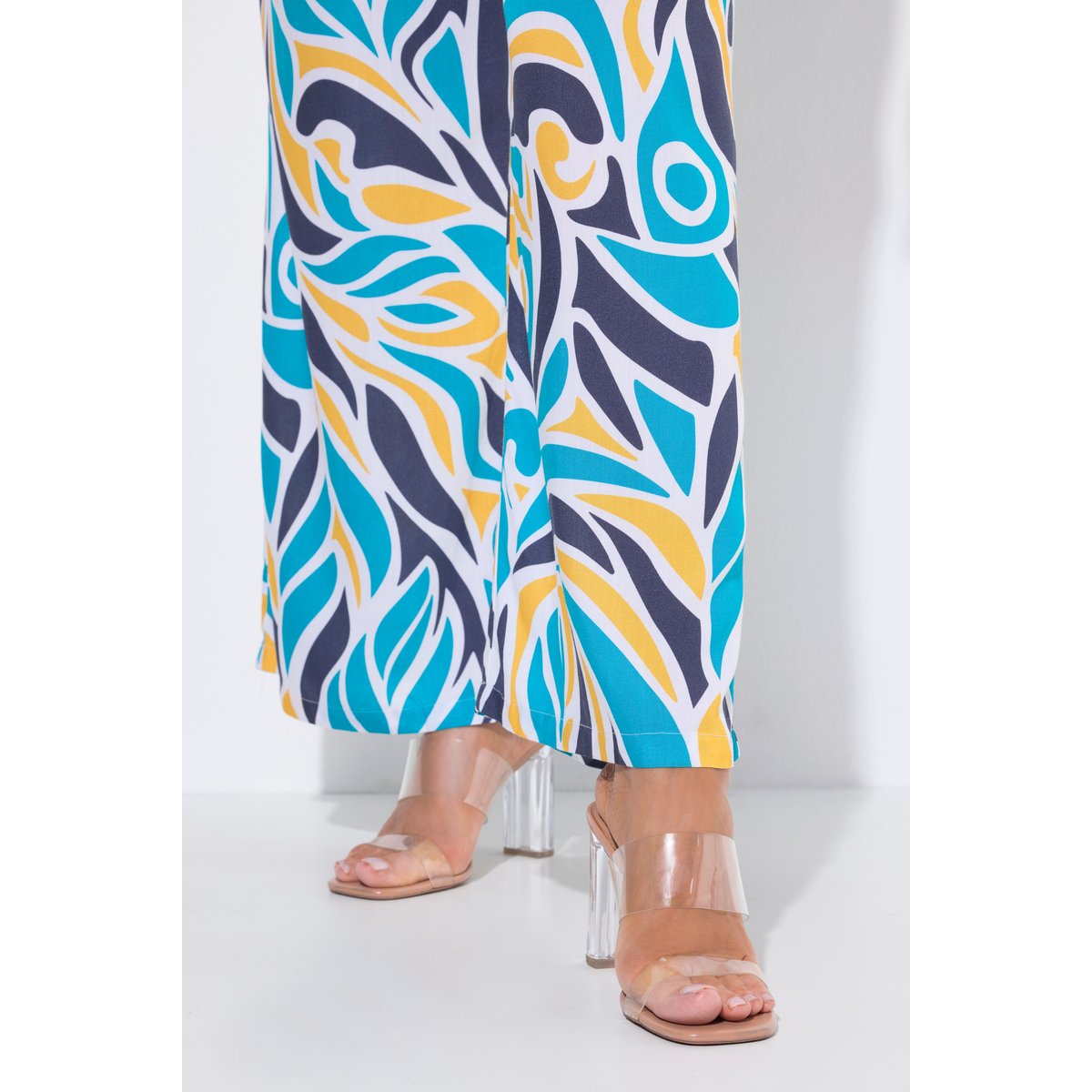 Pantalon large à ceinture élastique aqua turquoise, ULLA POPKEN