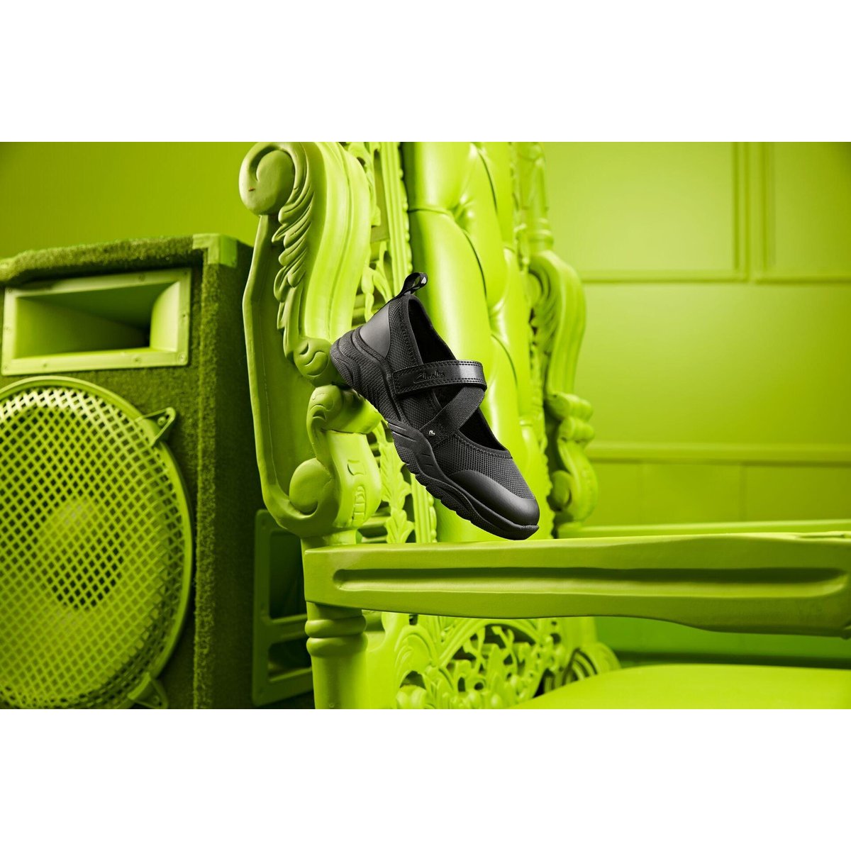 Ballerines Textile Coupe Large FEATHER WISH K noir, CLARKS