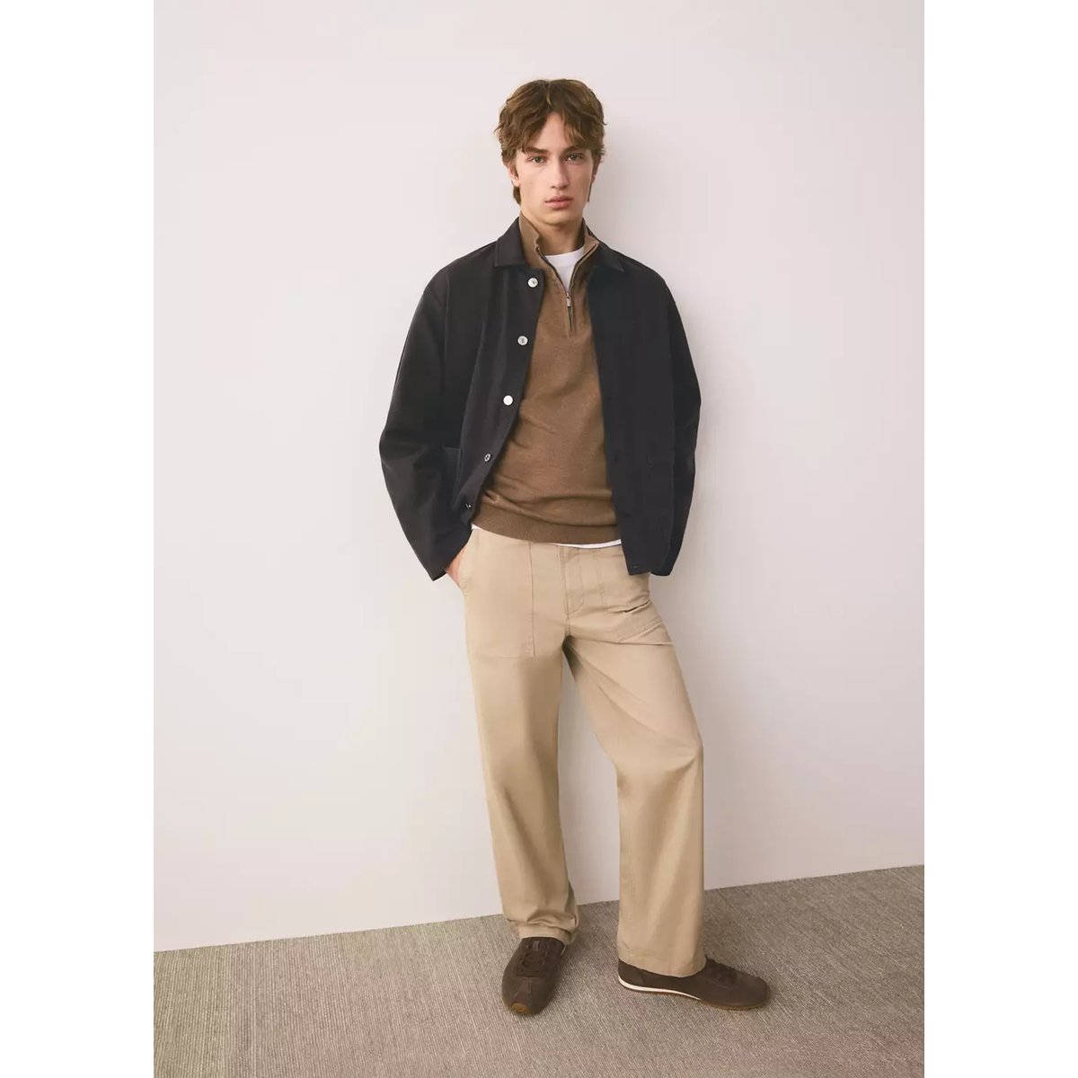 Pull col montant zip tabac, MANGO TEEN