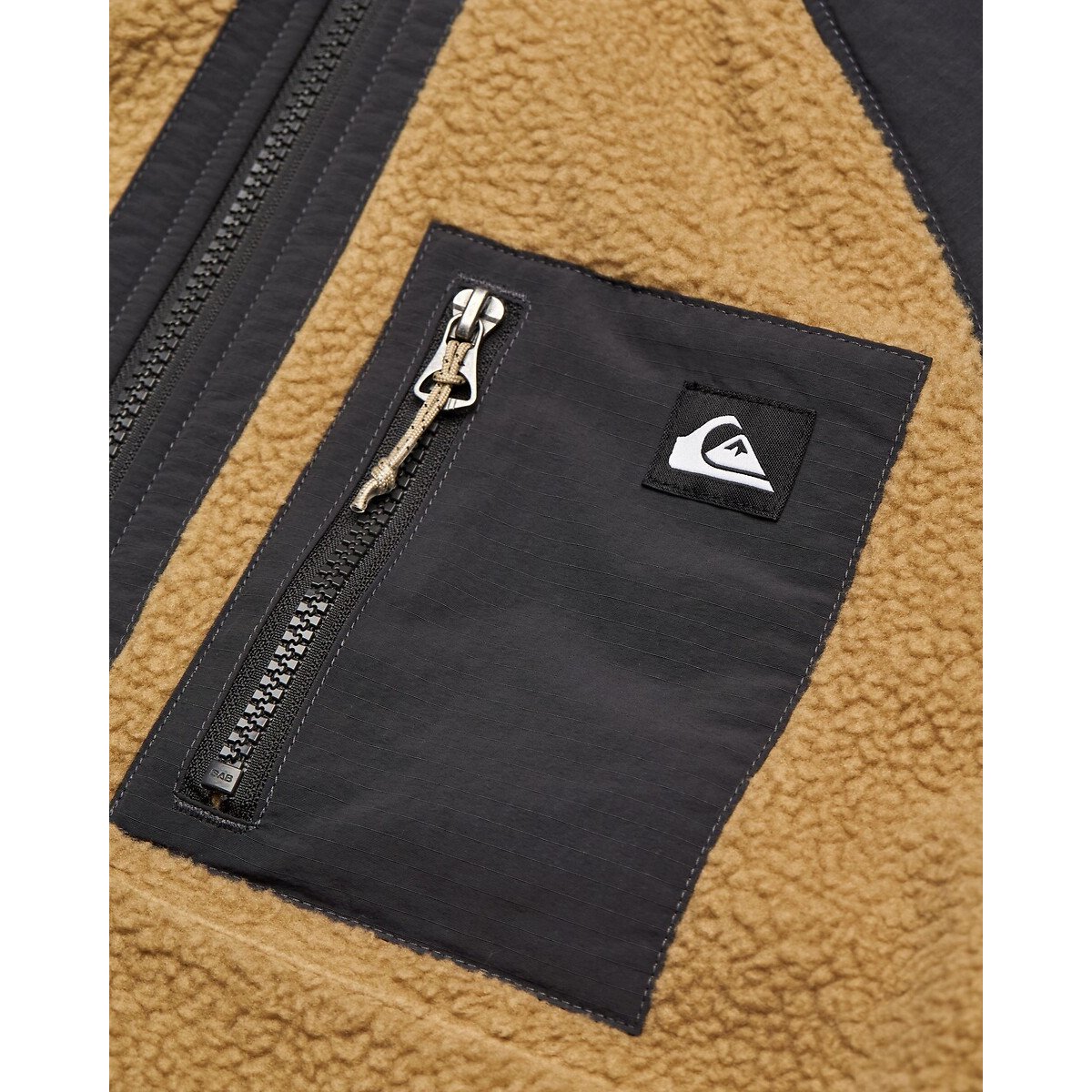 Veste polaire zippée avec capuche camel/bleu, QUIKSILVER