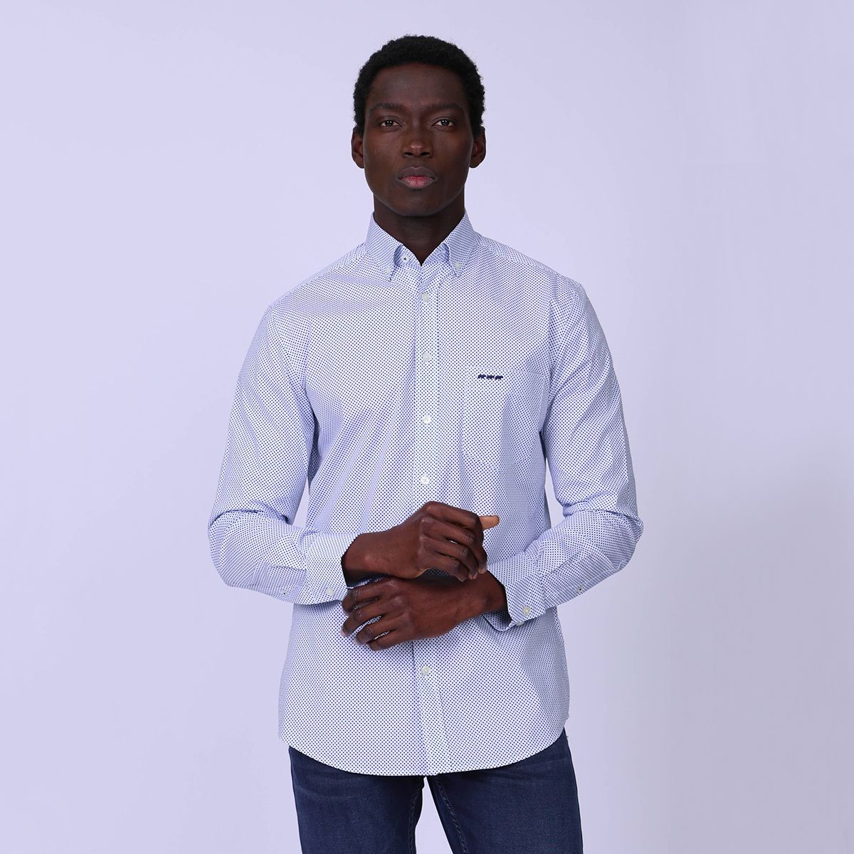 Chemise Easy Care Gaspar bleu, MISE AU GREEN