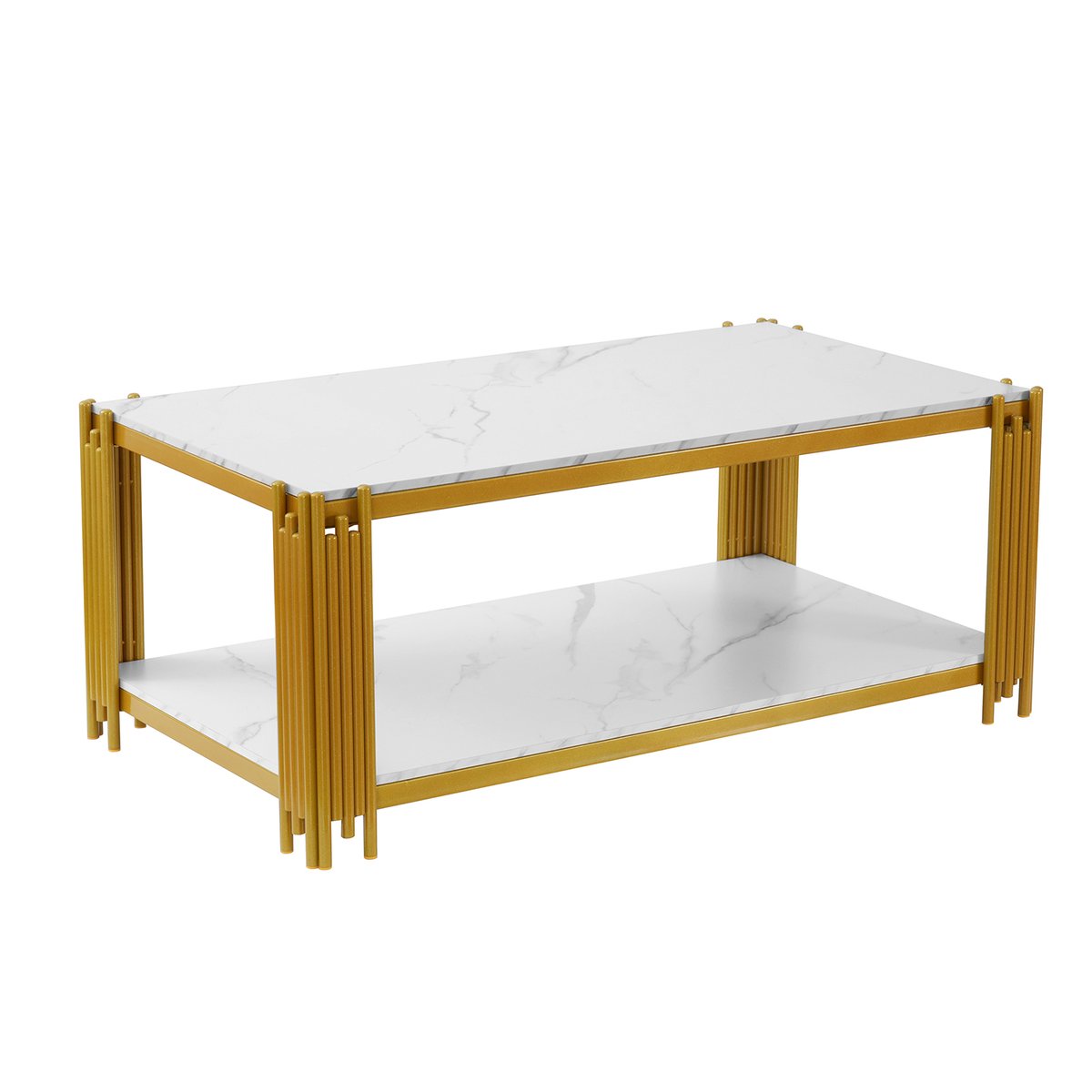 Table basse rectangulaire avec rangement, ELMOD gold, MEUBLES COSY