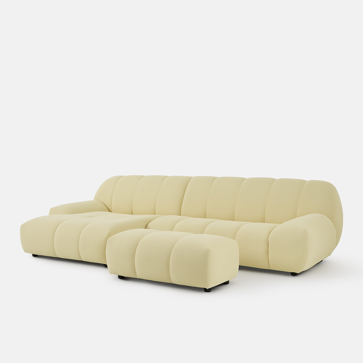Canapé d'angle gauche, 4 places, en tissu matelassé, NURIA jaune, LA REDOUTE INTERIEURS