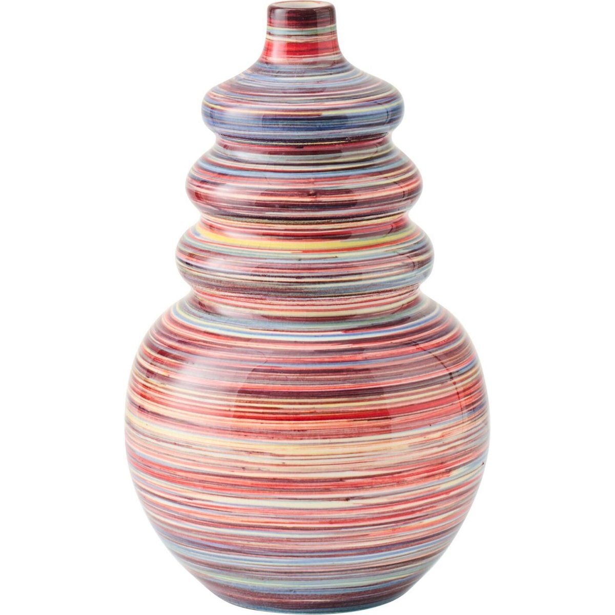 Vase en poterie strié multicolore, RECOLLECTION