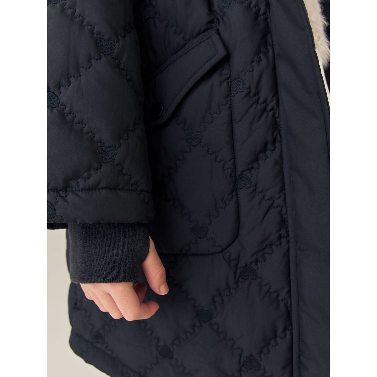 Veste déperlante matelassée cœur noir, NEXT