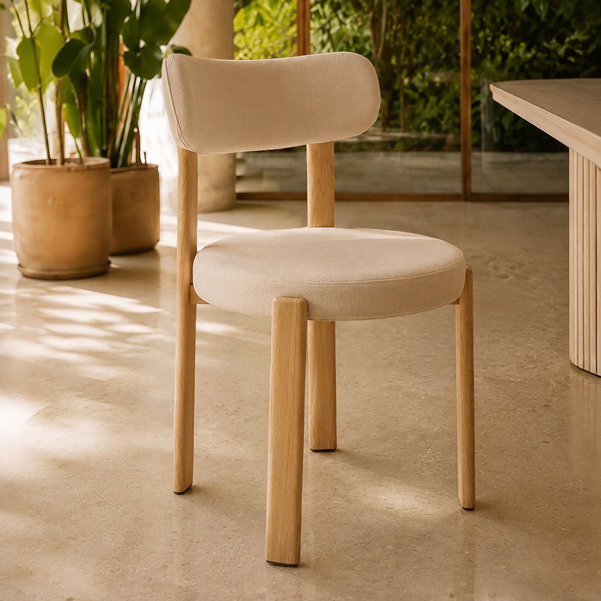 Lot de 2 chaises de table en tissu, LILY couleur unique, NOW'S HOME