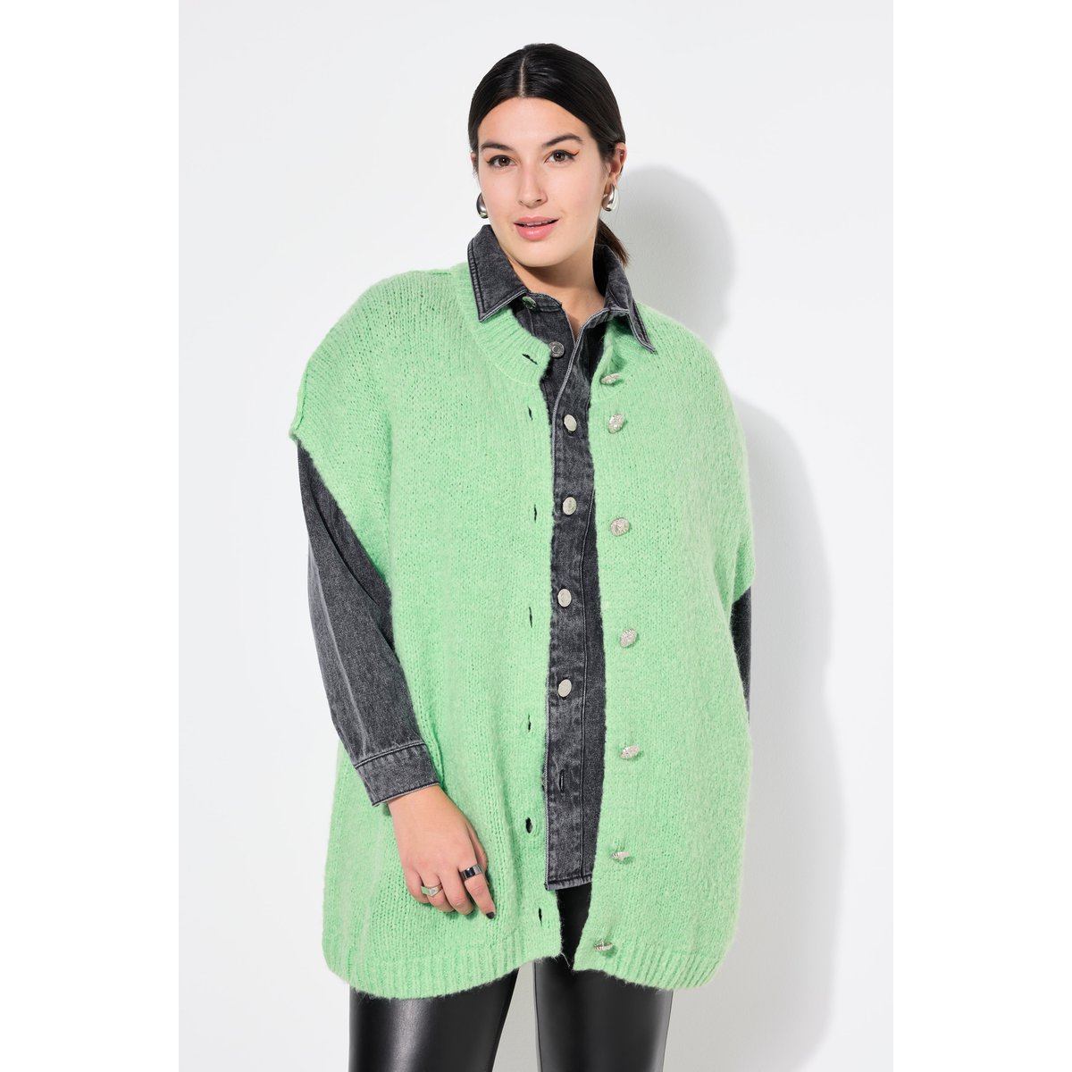 Gilet en maille, oversized, extra doux vert pastel, STUDIO UNTOLD