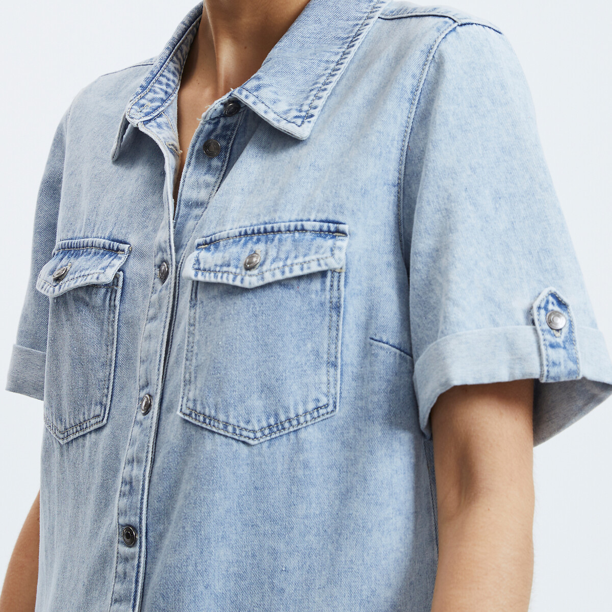 Robe chemise en jean light blue, VERO MODA