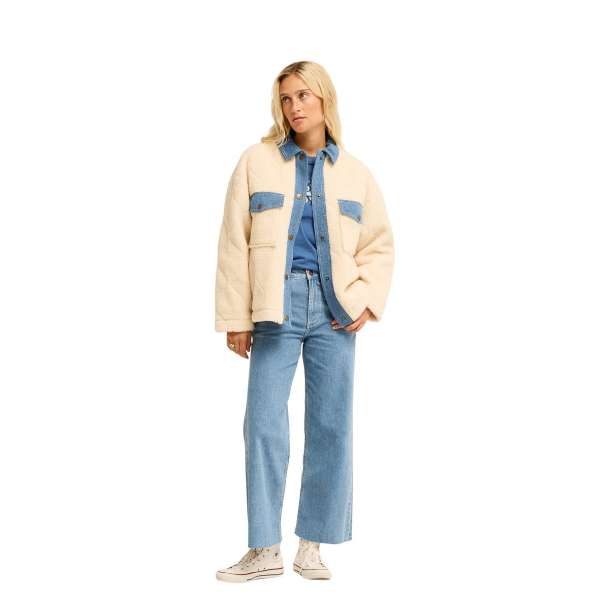 Veste trucker oversize STAY GOLDEN blanc white cap, BILLABONG