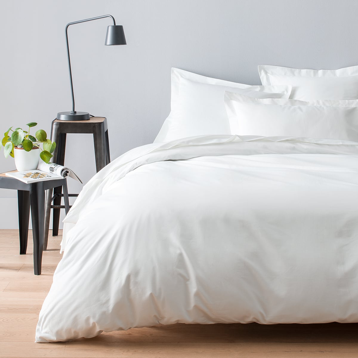 Drap housse grand bonnet satin de coton égyptien 240 fils - 600 tc NEW YORK blanc, COTTON & CO