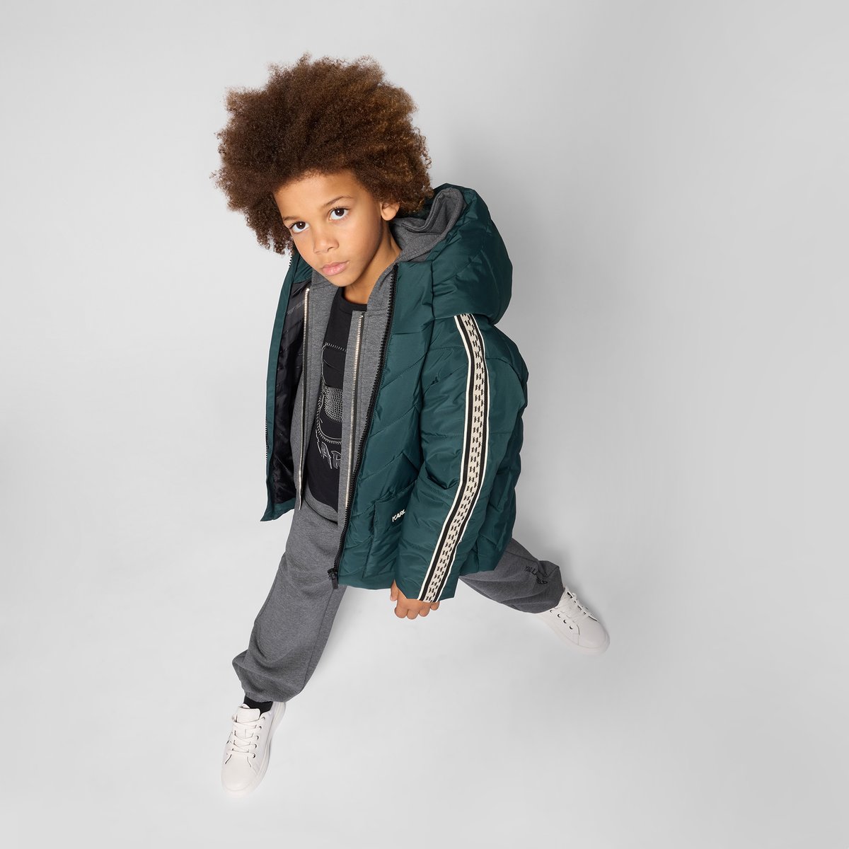 Doudoune à capuche bottle green, KARL LAGERFELD KIDS