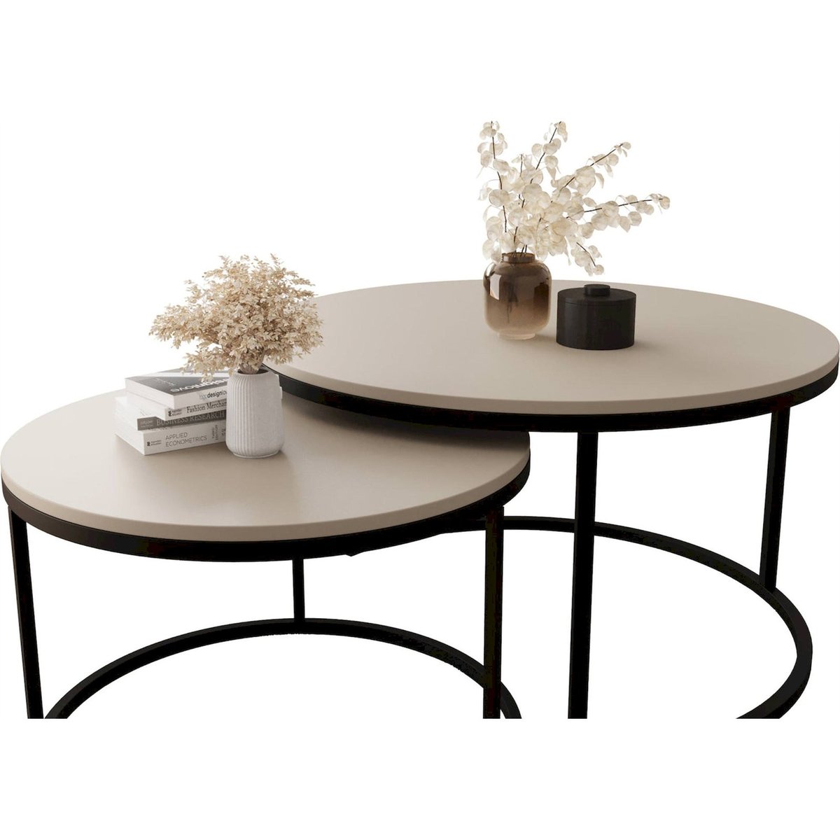 Lot de 2 tables basses rondes SABELLO cachemire, RECOLLECTION