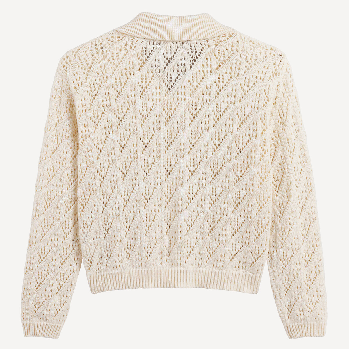 Trui met polokraag en fijne ajoursteek ecru, LA REDOUTE COLLECTIONS