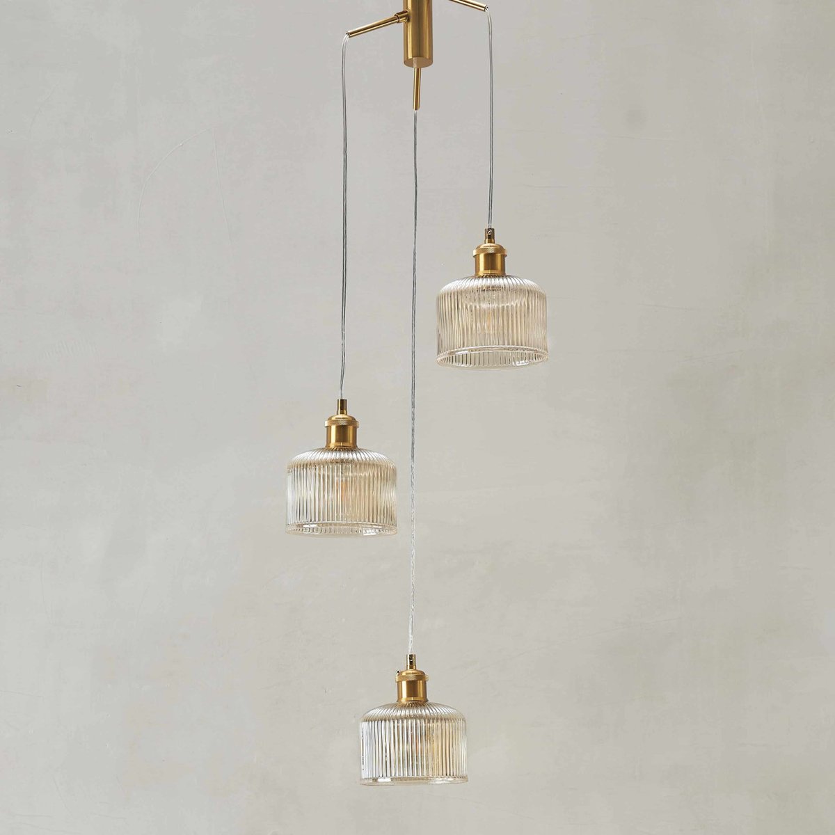 Suspension trio verre ambré rétro - AURÉLINE ambré et laiton, KOSILUM