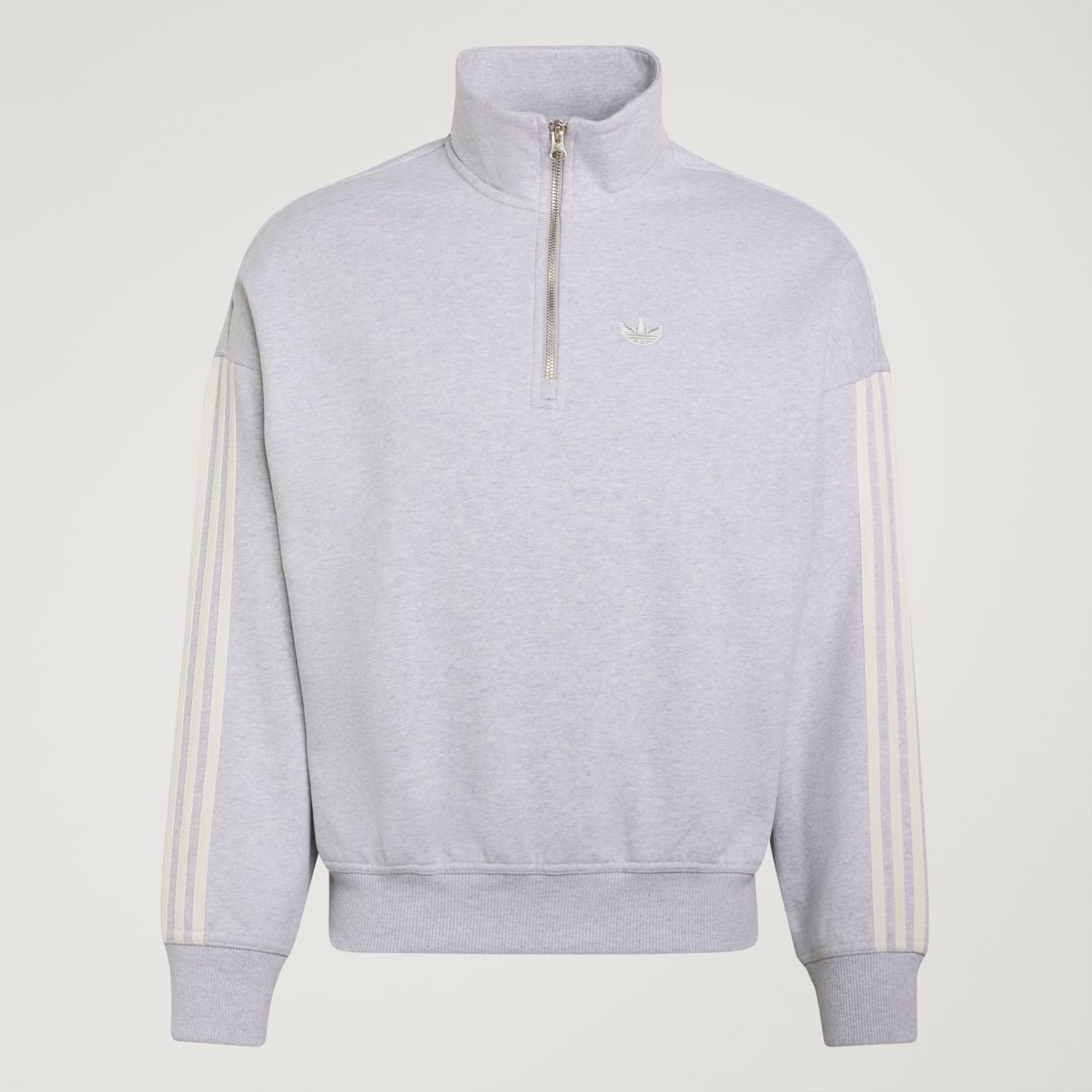 Sweat-Shirt Demi-Zip 3 Bandes Adisignature Firebird light grey heather / off white, adidas Originals