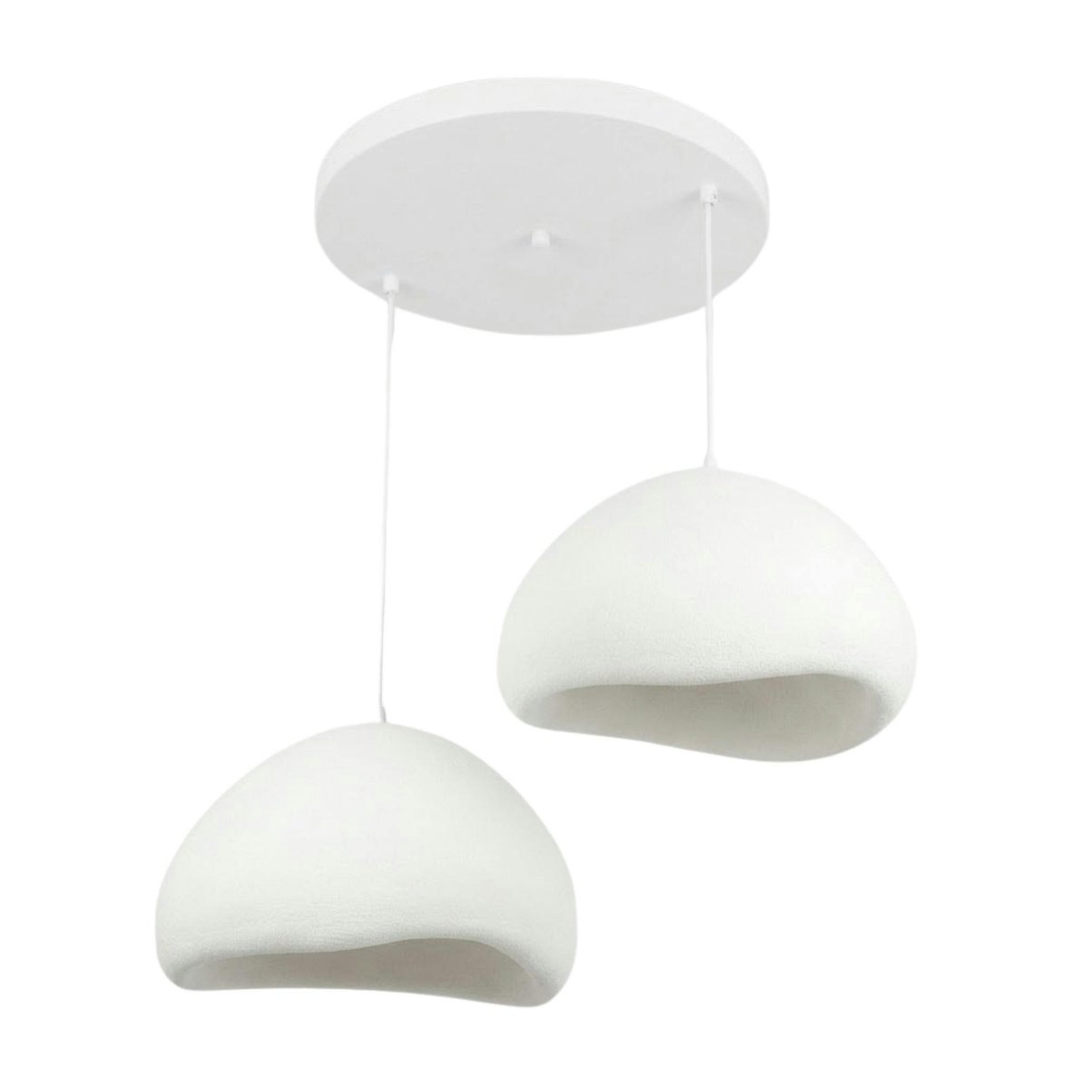 Suspension blanche design organique 2 abat-jour NOXIS blanc, PIER IMPORT