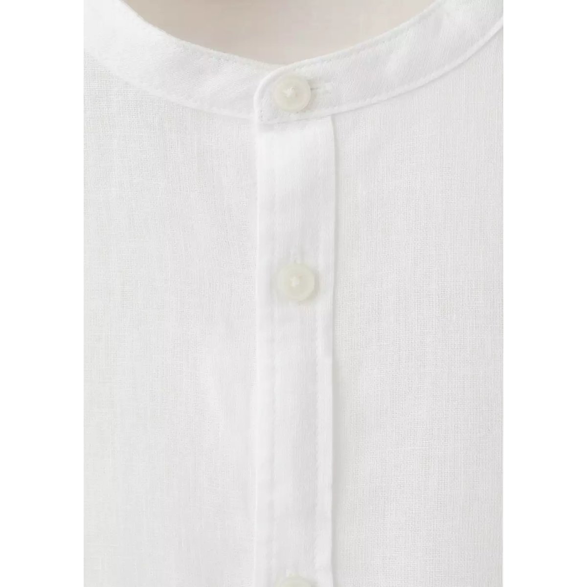 Chemise lin col officier blanc, MANGO KIDS