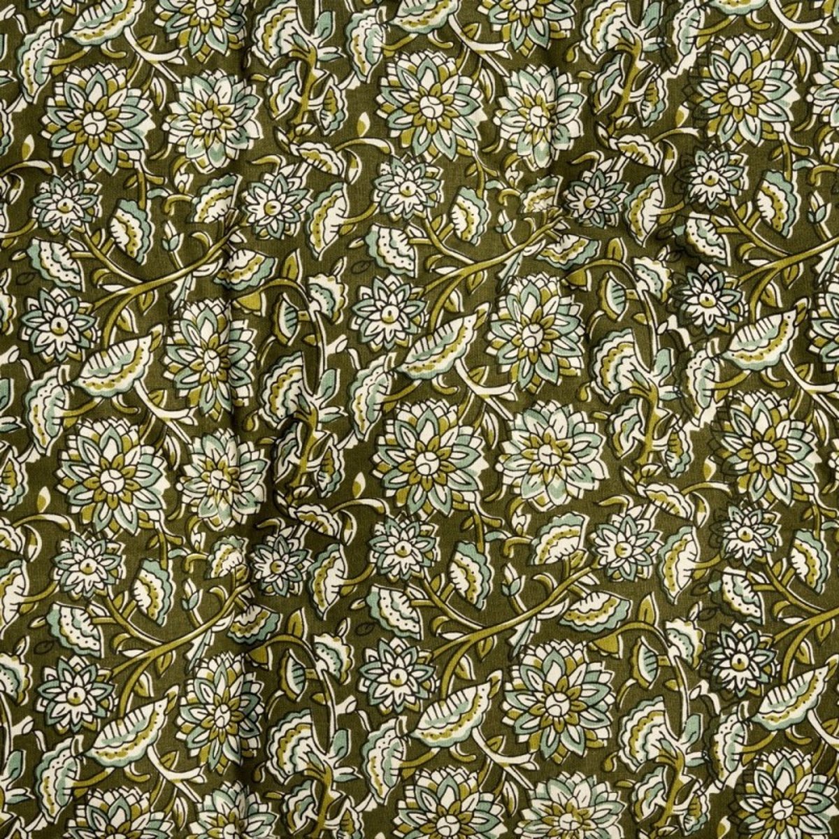 Matelas d'assise motif indien block print vert, MADAM STOLTZ