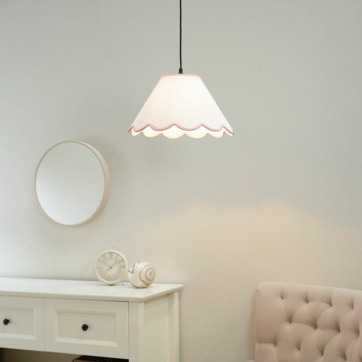 41cm Florence Scallop Trim Shade pink, SO'HOME