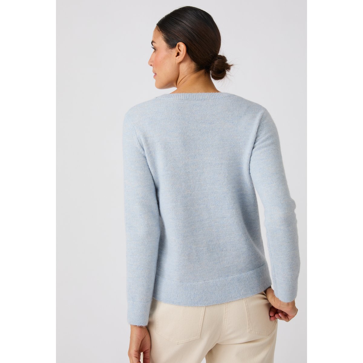 Pull jeu de maille fantaisie Thermolactyl bleu ciel, DAMART