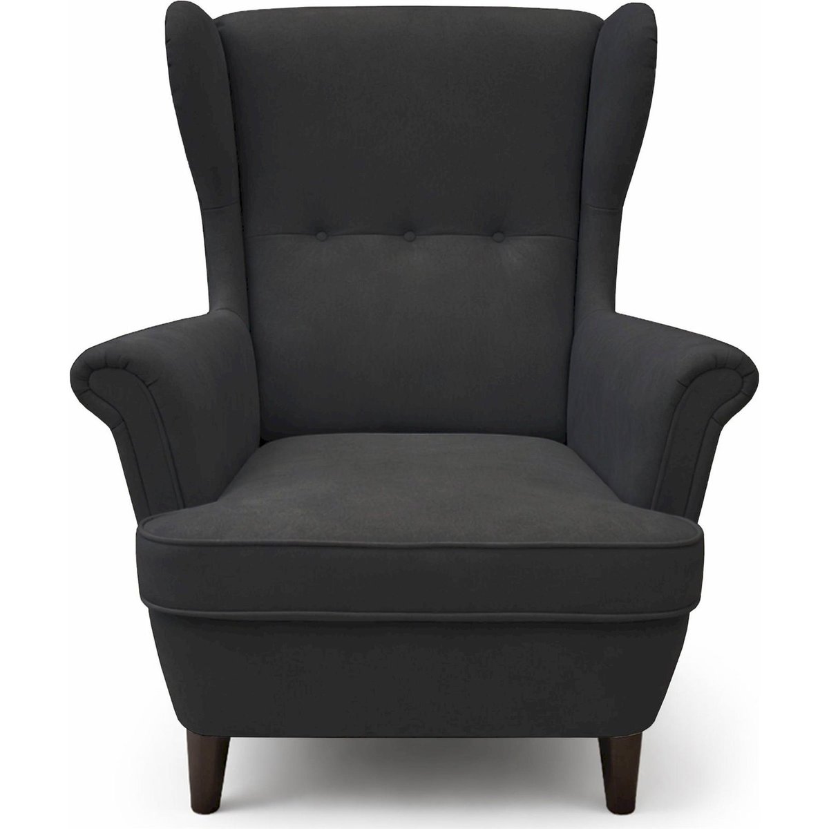 Fauteuil bergère en velours MALMELLO gris anthracite velours, RECOLLECTION