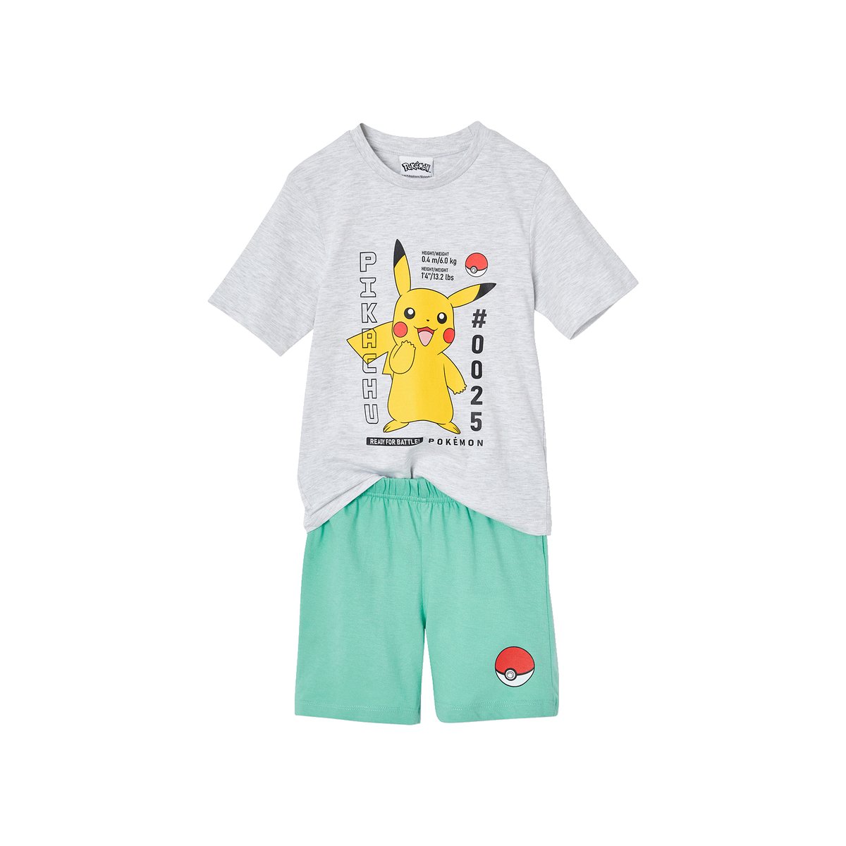 Pyjashort Pokémon® Pikachu gris chiné, VERTBAUDET