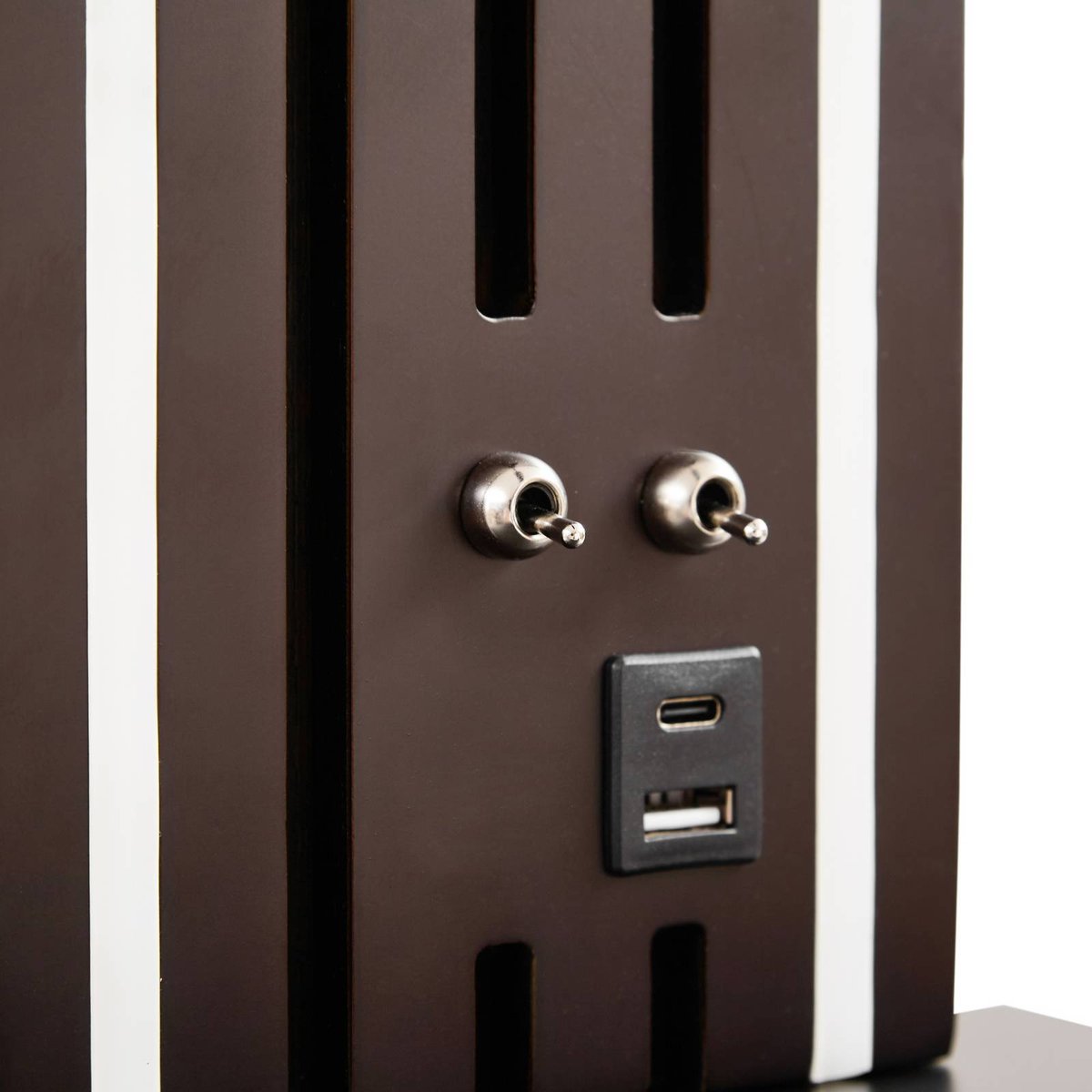 Applique en bois moderneLED, Tiron bois foncé, noir, LUCANDE
