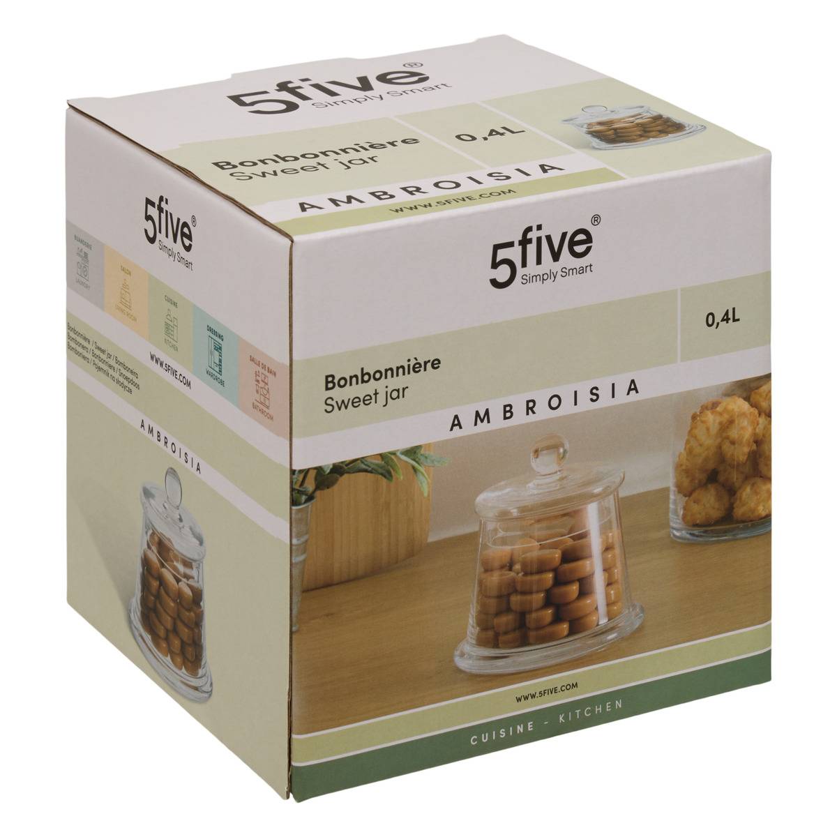 Bonbonnière ronde AMBROISIA transparent, 5FIVE SIMPLY SMART