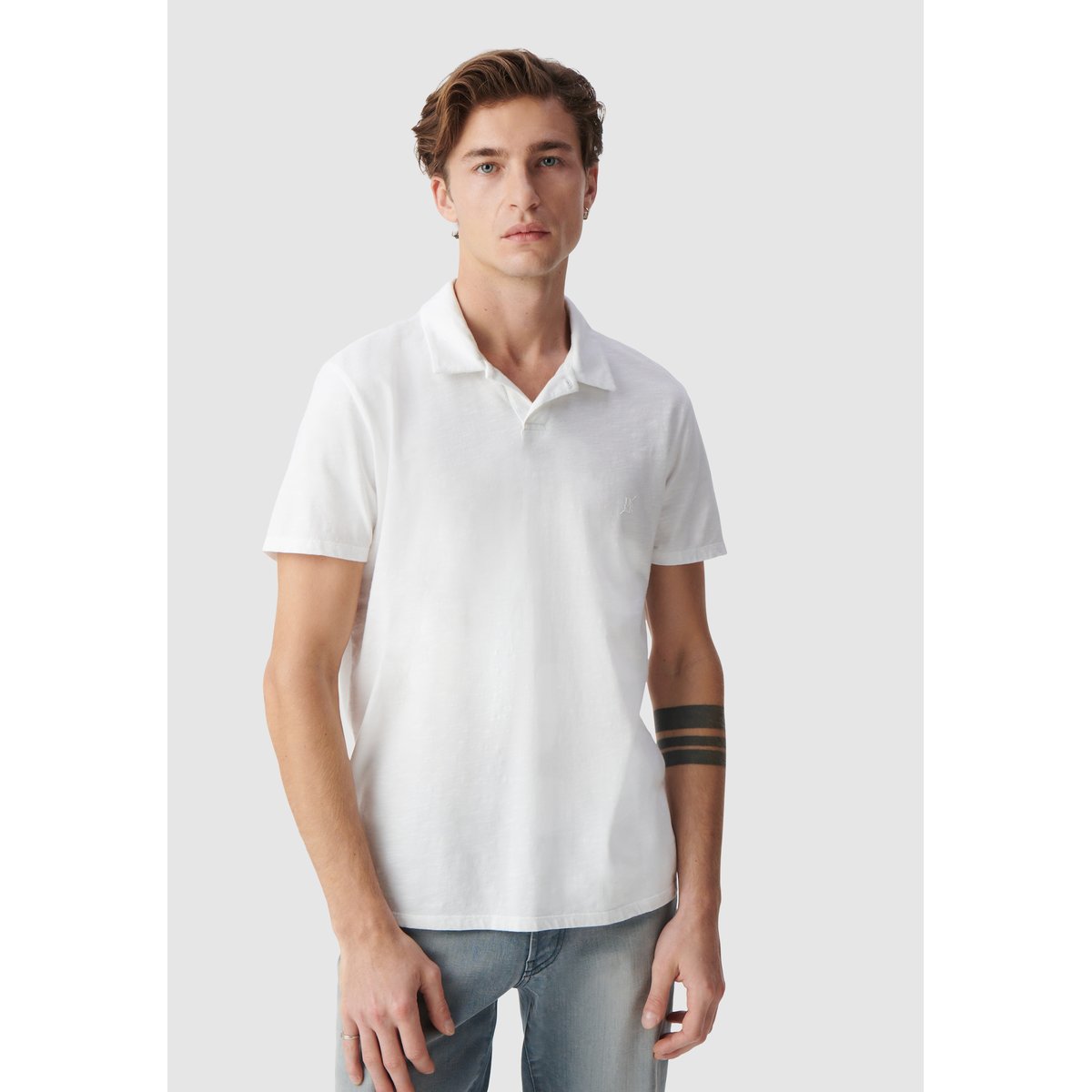 Polo en coton flammé L'Essentiel blanc, IKKS