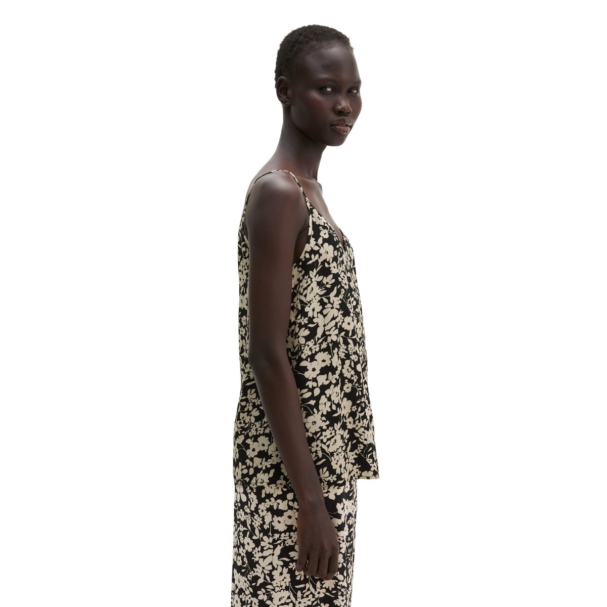 Top A-Shape en sergé de viscose imprimé noir, MARC O'POLO