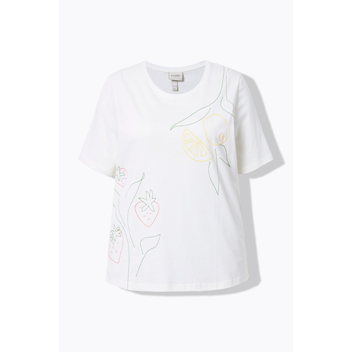 T-Shirt, Broderie, Encolure Ronde blanc cassé, ULLA POPKEN