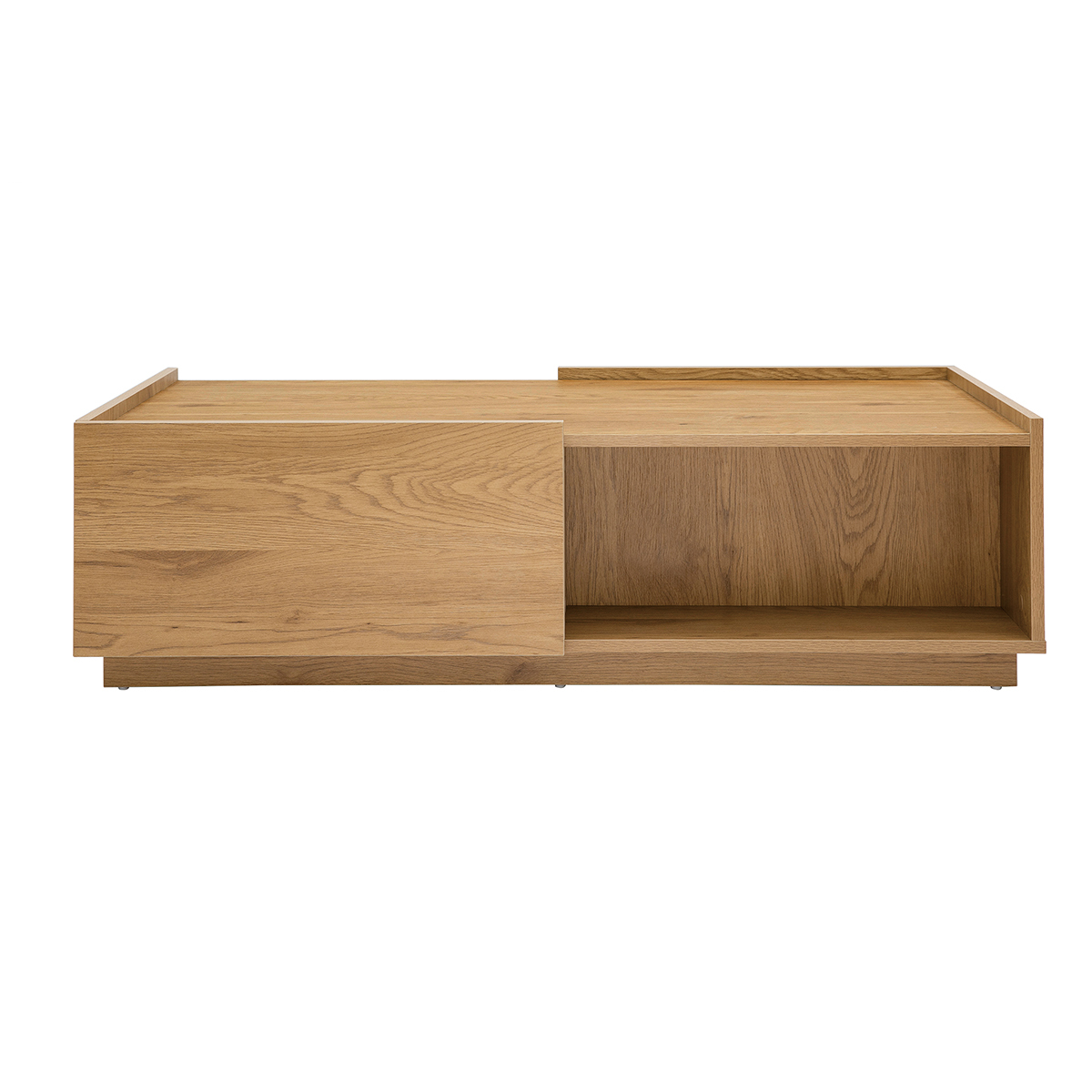 Table basse rectangulaire avec rangements 2 tiroirs finition bois clair chêne L120 cm MADERO chêne clair, MILIBOO