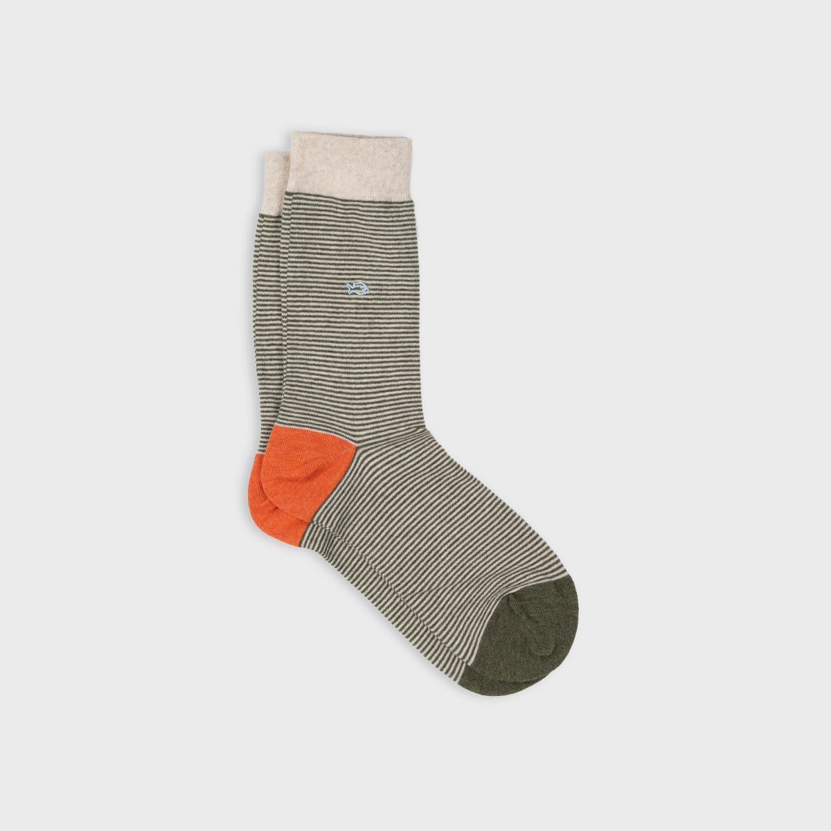 Chaussettes en coton peigné RAYEES kaki et beige, BILLYBELT